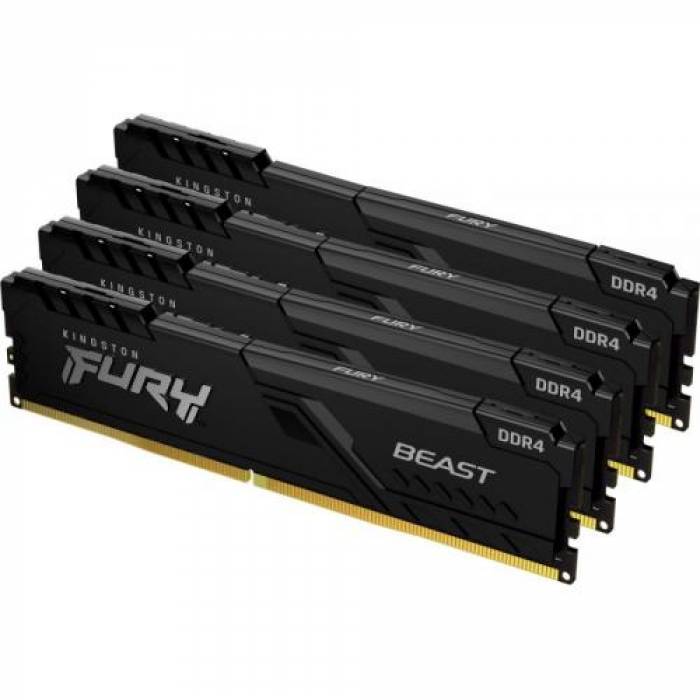 Kit memorie Kingston FURY Beast 64GB, DDR4-3200MHz, CL16, Quad Channel