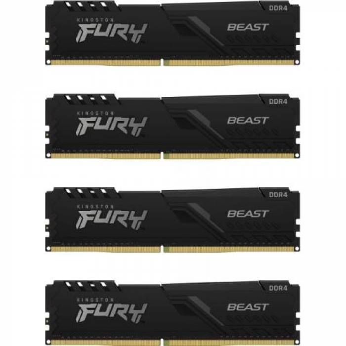 Kit memorie Kingston FURY Beast 64GB, DDR4-3600MHz, CL18, Quad Channel