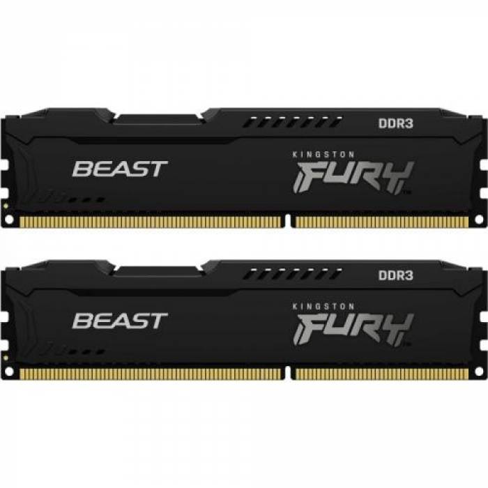 Kit memorie Kingston FURY Beast Black 8GB, DDR3-1600MHz, CL10, Dual Channel