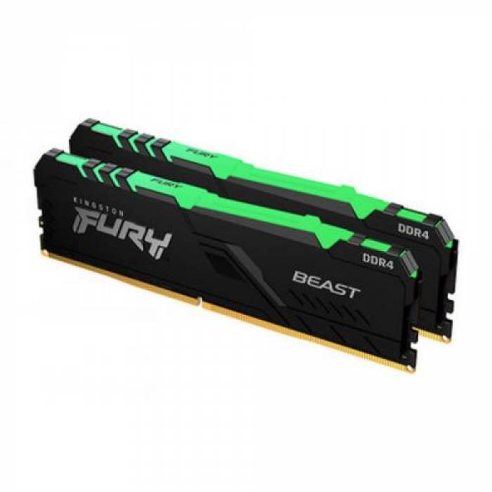 Kit memorie Kingston FURY Beast RGB, 16GB, DDR4-2666, CL16