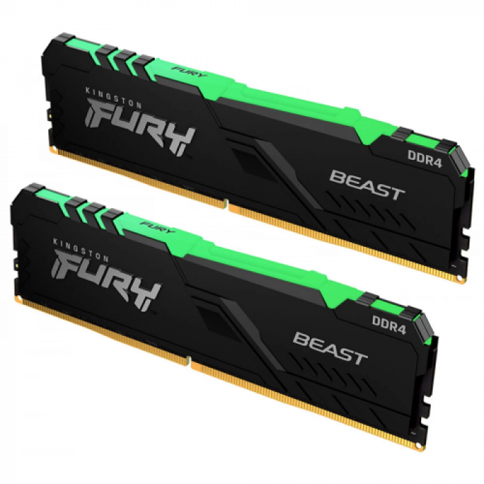 Kit Memorie Kingston Fury Beast RGB 32GB, DDR4-3200MHz, CL16, Dual Channel