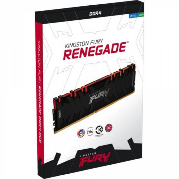 Kit memorie Kingston FURY Renegade RGB 16GB, DDR4-4600MHz, CL19, Dual Channel