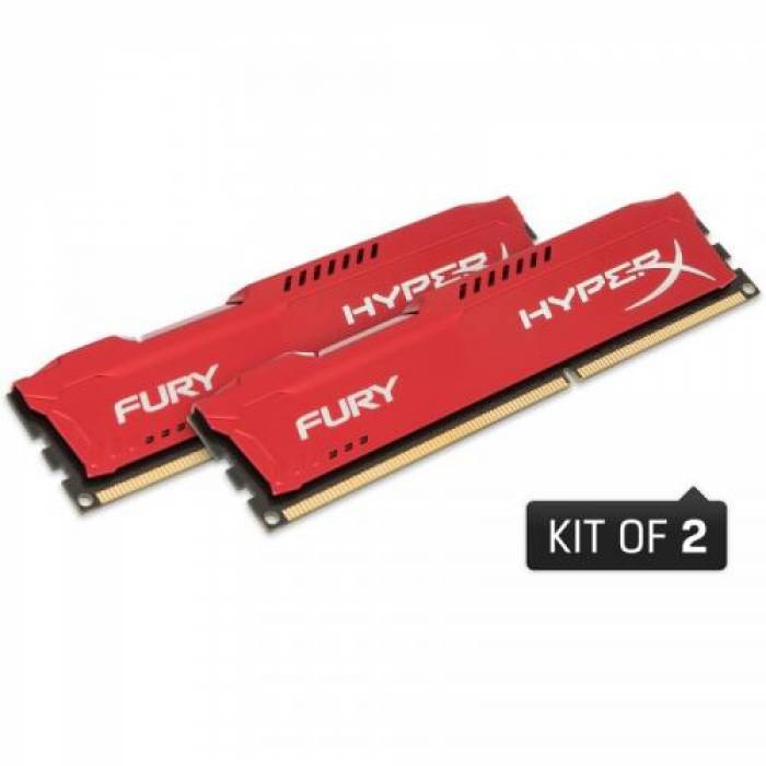 Kit Memorie Kingston HyperX Fury Red Series 8GB, DDR3-1600Mhz, CL10, Dual Channel