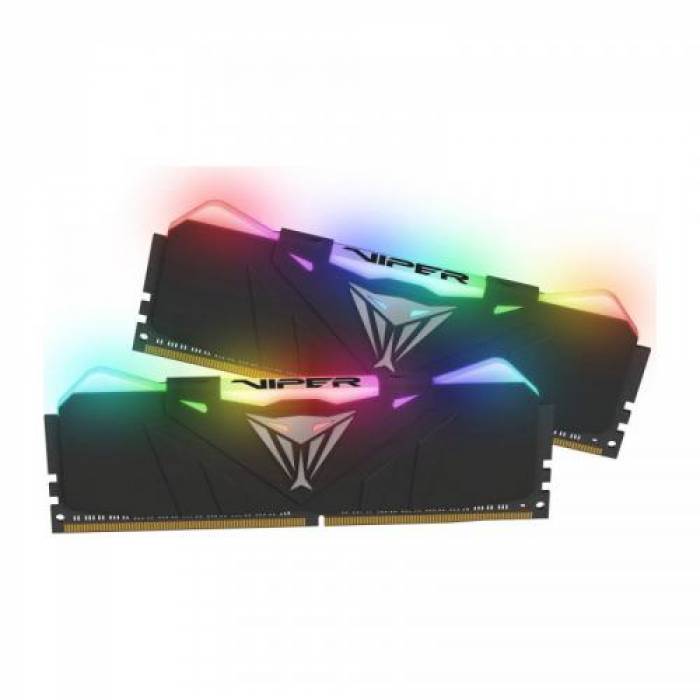 Kit Memorie Patriot Viper RGB Black 16GB, DDR4-3000MHz, CL15, Dual Channel