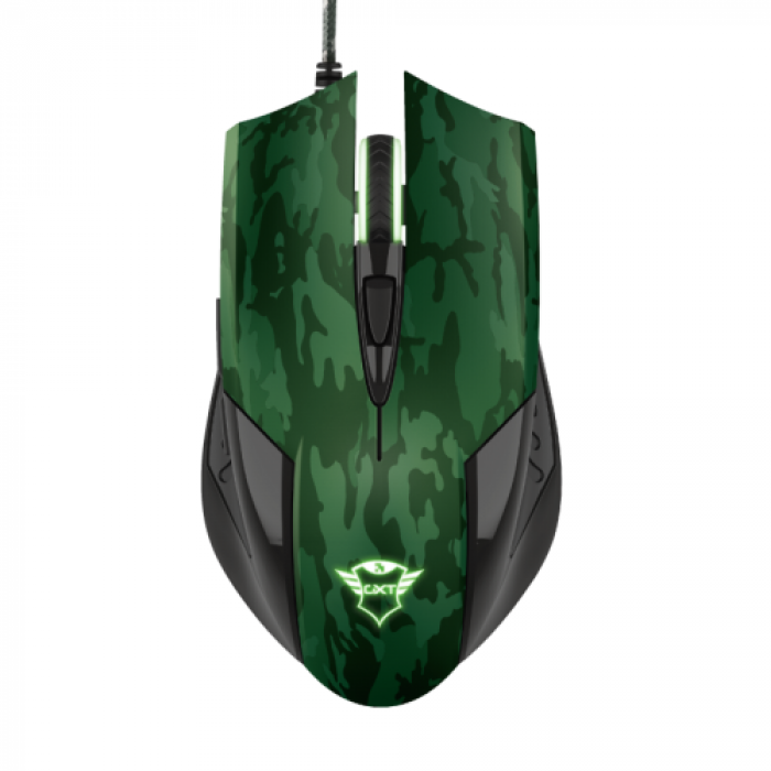 Kit Trust GXT 781 Rixa Camo - Mouse Optic, USB, Green + Mouse Pad, Green