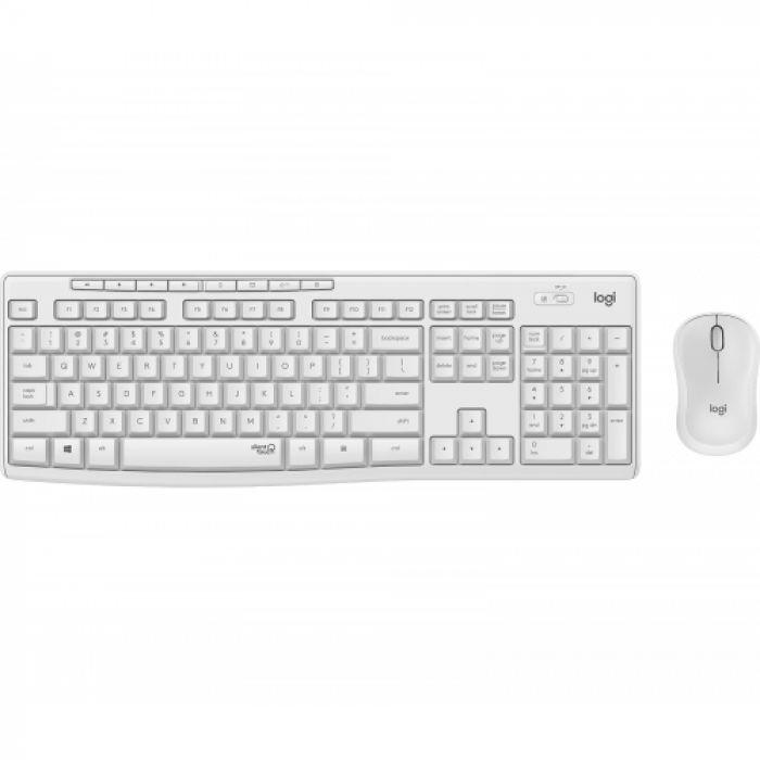 Kit Wireless Logitech MK295 - Tastatura, USB, Layout UK, White + Mouse Optic, USB, White