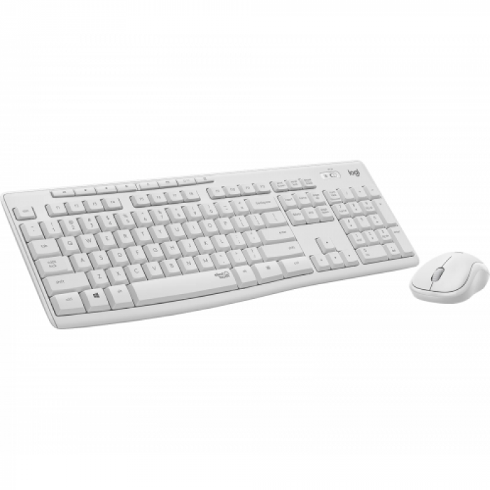 Kit Wireless Logitech MK295 - Tastatura, USB, Layout UK, White + Mouse Optic, USB, White