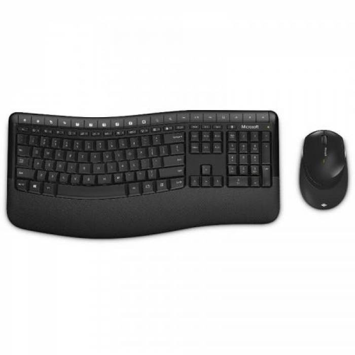 Kit Wireless Microsoft Comfort Desktop 5050 - Tastatura, USB, Black + Mouse BlueTrack, USB, Black