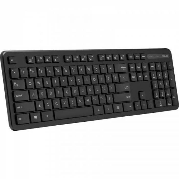 Kit wireless Tastatura Asus CW100, USB, Black + Mouse Optic, USB, Black