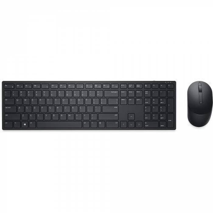 Kit Wireless Tastatura Dell KM3322W, Layout RO, USB, Black + Mouse optic, USB, Black