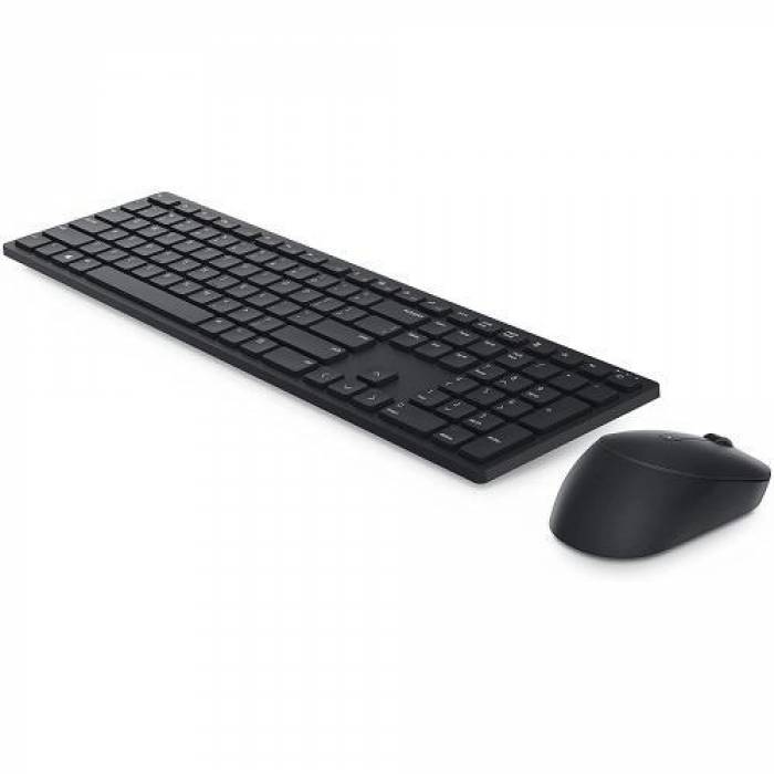 Kit Wireless Tastatura Dell KM3322W, Layout RO, USB, Black + Mouse optic, USB, Black