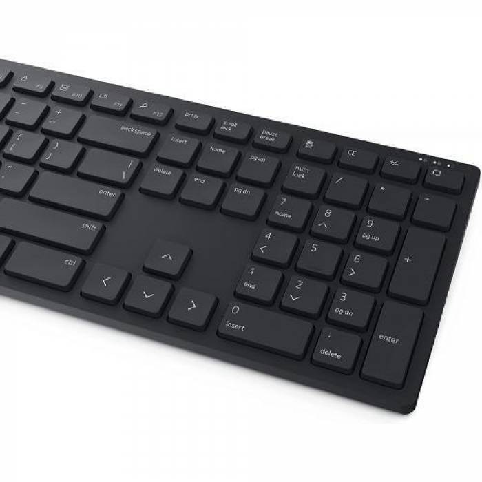 Kit Wireless Tastatura Dell KM3322W, Layout RO, USB, Black + Mouse optic, USB, Black