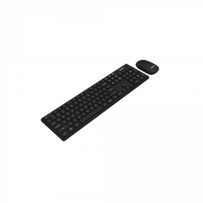 Kit Wireless Tastatura Philips SPT6103B, USB, Black + Mouse Optic, USB, Black