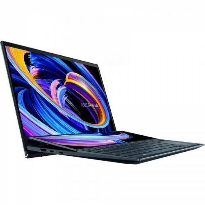 Laptop ASUS ZenBook Duo 14 UX482EAR-HY383X, Intel Core i7-1195G7, 14inch Touch, RAM 32GB, SSD 1TB, Intel Iris Xe Graphics, Windows 11 Pro, Celestial Blue