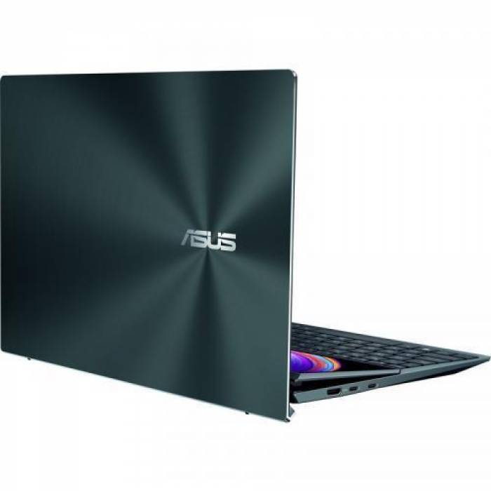 Laptop ASUS ZenBook Duo 14 UX482EAR-HY383X, Intel Core i7-1195G7, 14inch Touch, RAM 32GB, SSD 1TB, Intel Iris Xe Graphics, Windows 11 Pro, Celestial Blue