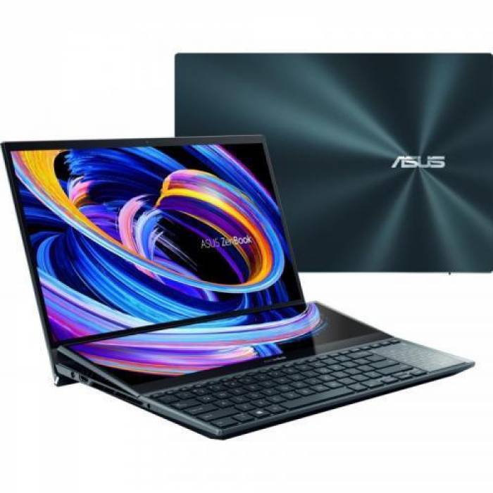 Laptop ASUS ZenBook Pro Duo UX582ZM-H2009X, Intel Core i9-12900H, 15.6inch Touch, RAM 32GB, SSD 1TB, Intel Iris Xe Graphics, Windows 11 Pro, Celestial Blue