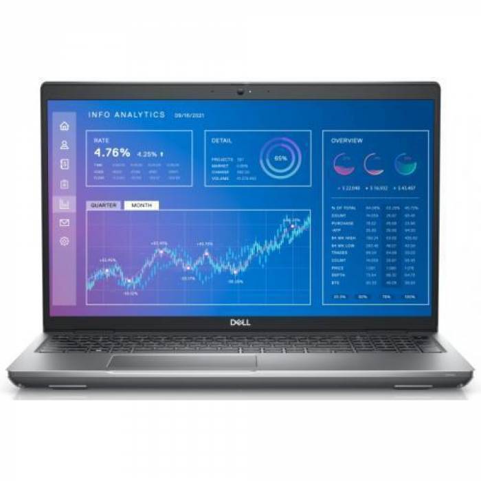 Laptop Dell Precision 3570, Intel Core i7-1255U, 15.6inch, RAM 16GB, SSD 512GB, nVidia Quadro T550 4GB, Windows 11 Pro, Grey