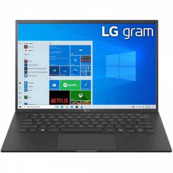 Laptop LG Gram 14Z90P, Intel Core i5-1135G7, 14inch, RAM 8GB, SSD 256GB, Intel Iris Xe Graphics, Windows 10, Black