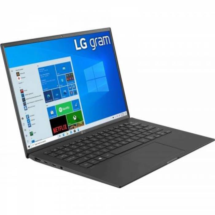 Laptop LG Gram 14Z90P, Intel Core i5-1135G7, 14inch, RAM 8GB, SSD 256GB, Intel Iris Xe Graphics, Windows 10, Black