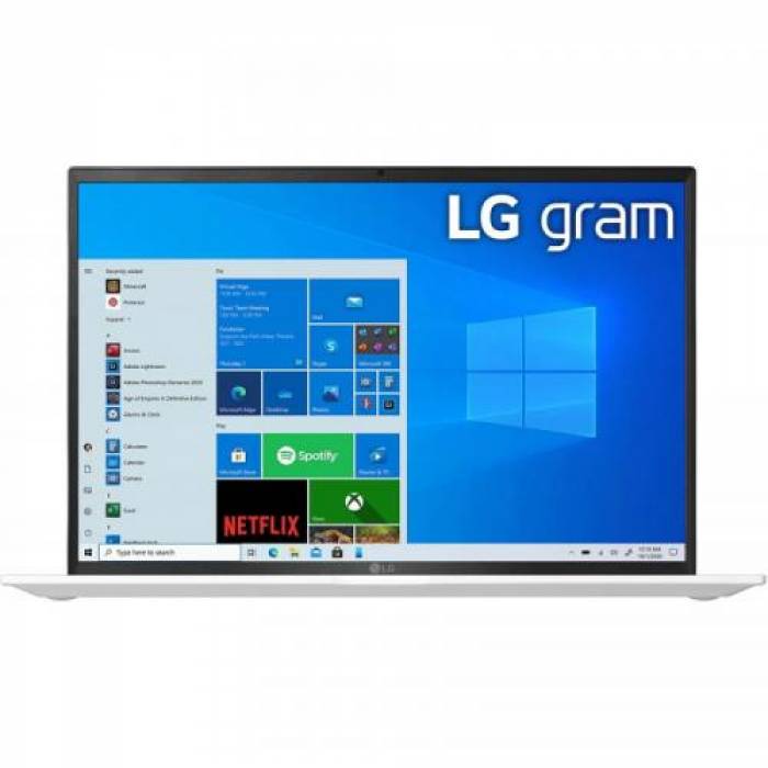 Laptop LG Gram 14Z90P, Intel Core i5-1135G7, 14inch, RAM 8GB, SSD 256GB, Intel Iris Xe Graphics, Windows 10, White