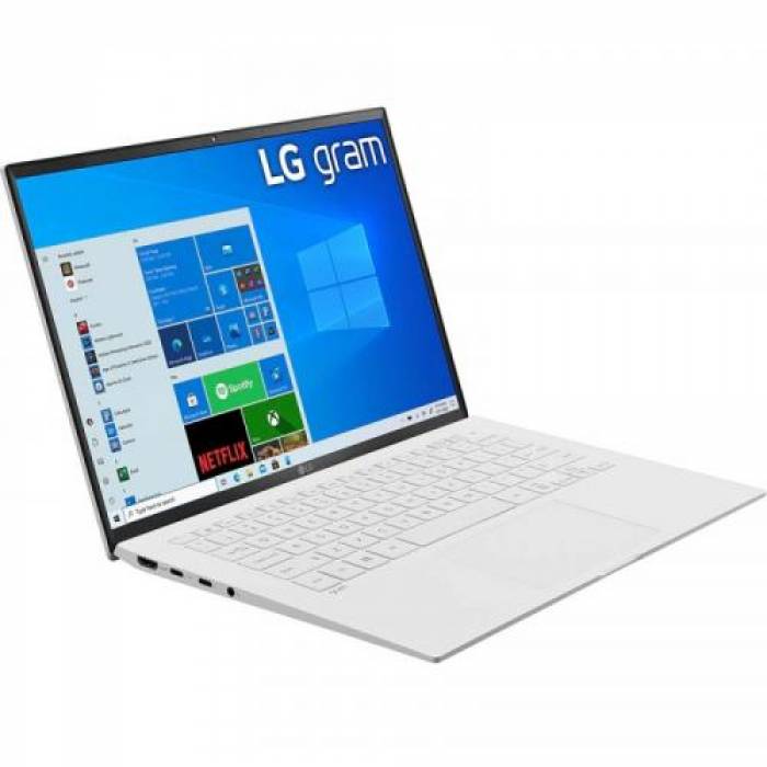 Laptop LG Gram 14Z90P, Intel Core i5-1135G7, 14inch, RAM 8GB, SSD 256GB, Intel Iris Xe Graphics, Windows 10, White