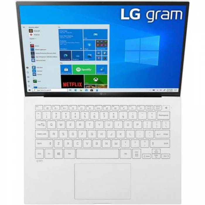 Laptop LG Gram 14Z90P, Intel Core i5-1135G7, 14inch, RAM 8GB, SSD 256GB, Intel Iris Xe Graphics, Windows 10, White