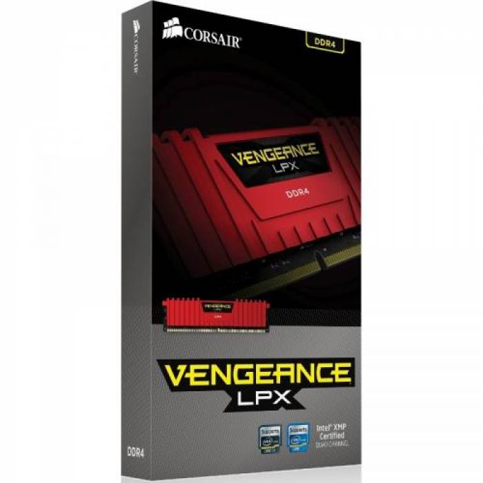 Memorie Corsair Vengeance LPX Red 4GB DDR4-2400MHz, CL14