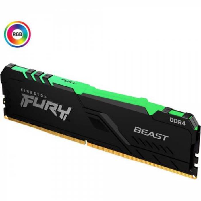 Memorie Kingston FURY Beast RGB 16GB, DDR4-3600MHz, CL18