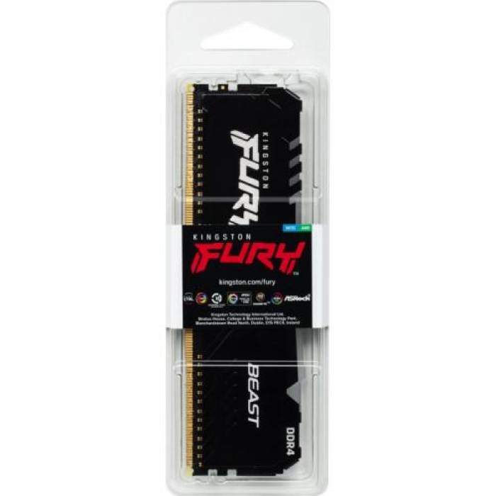 Memorie Kingston FURY Beast RGB 16GB, DDR4-3600MHz, CL18