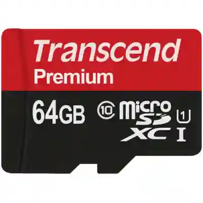 Memory Card microSDXC Transcend Premium 400x 64GB, Class 10, UHS-I U1 + Adaptor SD