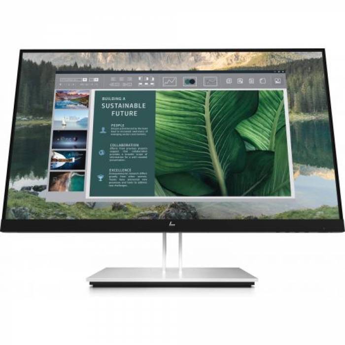 Monitor LED HP E24u G4, 23.8inch, 1920x1080, 5ms GTG, Black-Silver