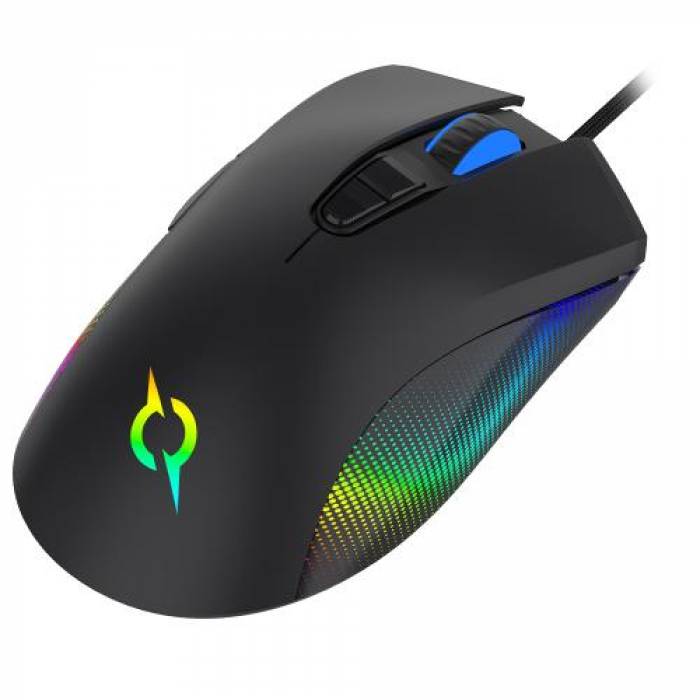 Mouse Optic AQIRYS Phoneix RGB, USB, Black