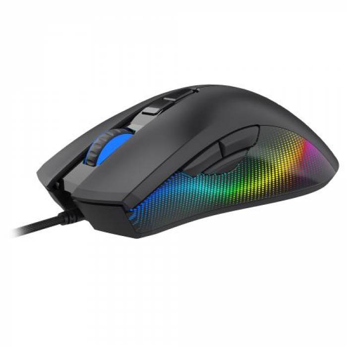 Mouse Optic AQIRYS Phoneix RGB, USB, Black