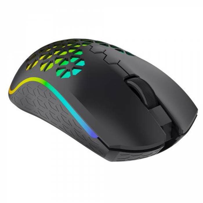 Mouse Optic AQIRYS Polaris RGB, USB Wireless, Black