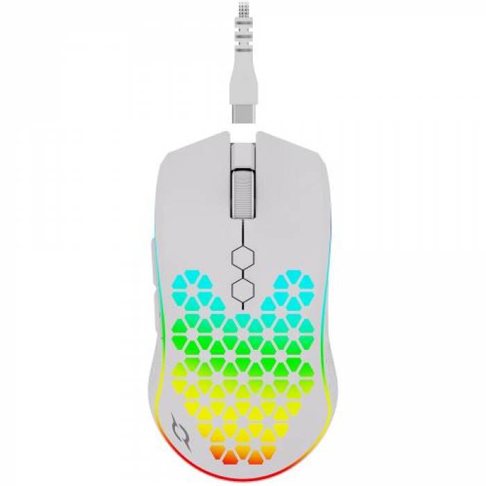 Mouse Optic AQIRYS Polaris RGB, USB Wireless, White