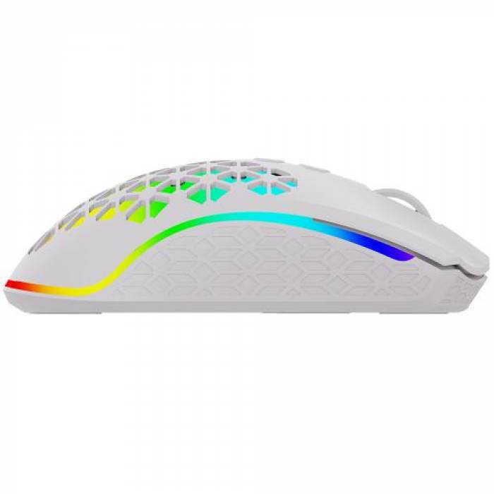 Mouse Optic AQIRYS Polaris RGB, USB Wireless, White