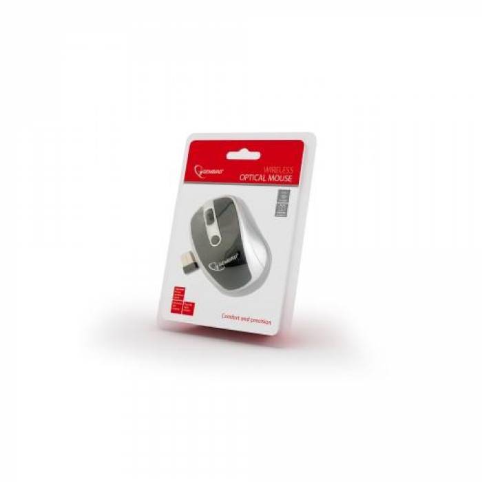 Mouse Optic Gembird MUSW-002, USB Wireless, Black-Silver