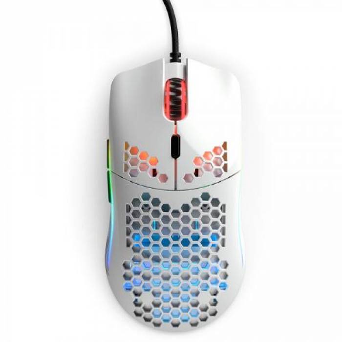 Mouse Optic Glorious PC Gaming Race Glorious Model O Minus, USB, Glossy White