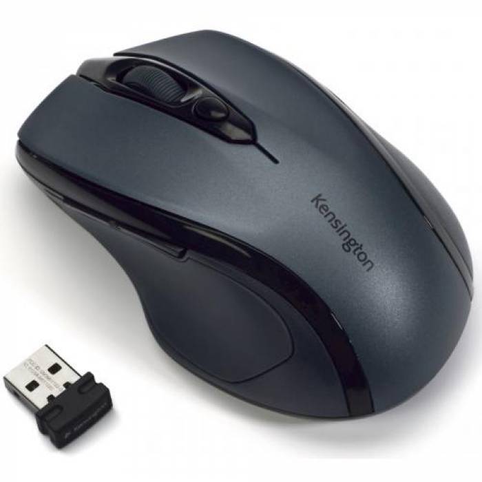 Mouse Optic Kensington Pro Fit Mid Size, USB Wireless, Black-Grey