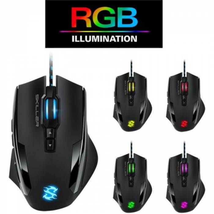 Mouse Optic Sharkoon Skiller SGM1, RGB LED, USB, Black