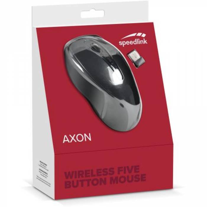 Mouse Optic SpeedLink Axon Desktop, USB Wireless, Black