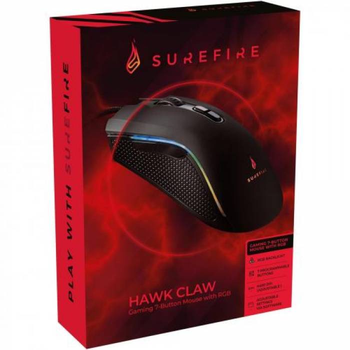 Mouse Optic SureFire by Verbatim Hawk Claw, USB, Black