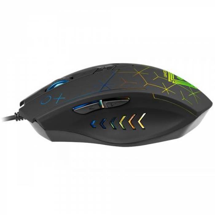 Mouse Optic Tracer GameZone XO, RGB LED, USB, Black