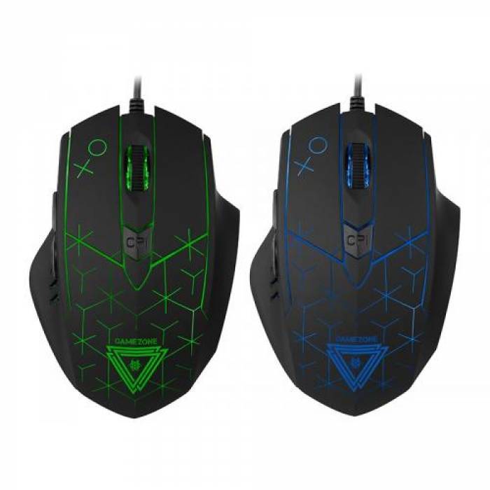 Mouse Optic Tracer GameZone XO, RGB LED, USB, Black