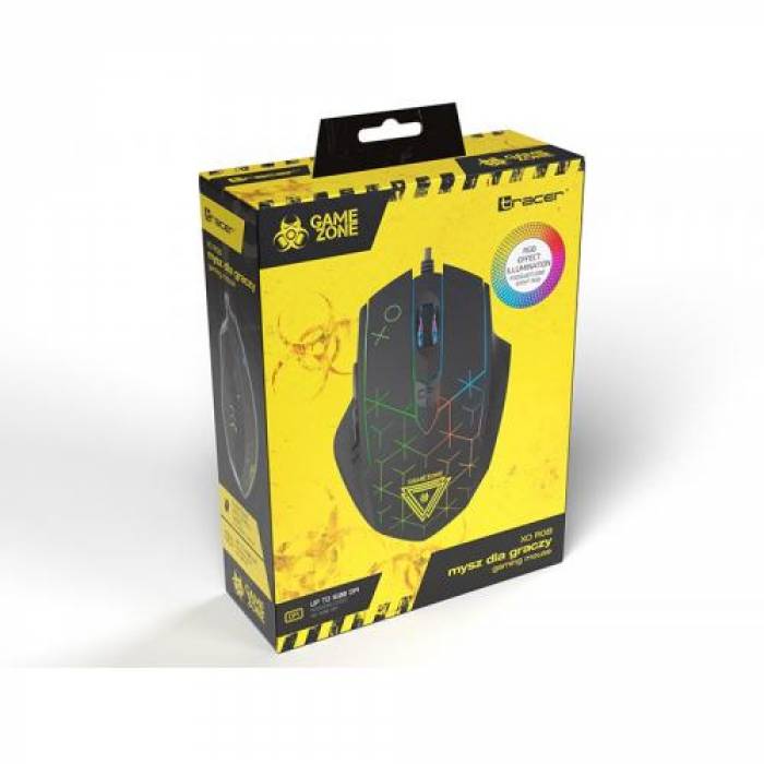 Mouse Optic Tracer GameZone XO, RGB LED, USB, Black