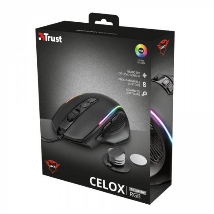 Mouse Optic Trust GXT 165 Celox, RGB LED, USB, Black