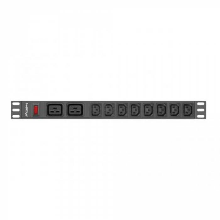 PDU Lanberg PDU-02I1908I-0200-C20-BK, 2x C19, 8x C13, Black