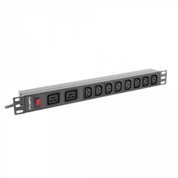 PDU Lanberg PDU-02I1908I-0200-C20-BK, 2x C19, 8x C13, Black