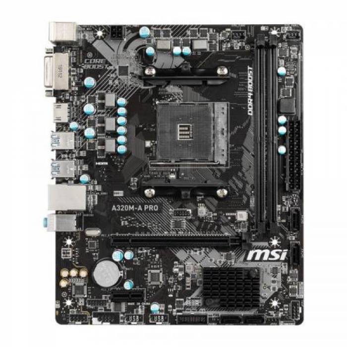 Placa de baza MSI A320M-A PRO, AMD A320, Socket AM4, mATX