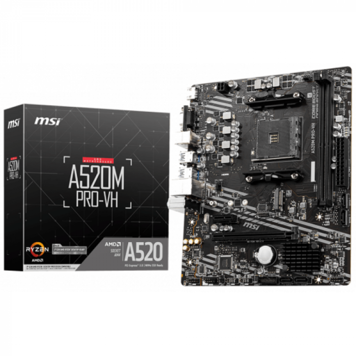 Placa de baza MSI A520M PRO-VH, AMD A520, socket AM4, mATX